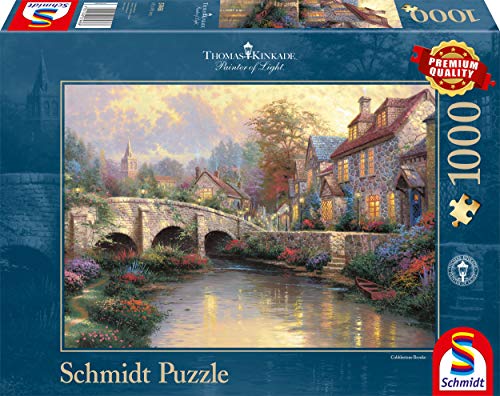 Schmidt Spiele 57466 Thomas Kinkade, Bei der alten Brücke, 1.000 Teile Puzzle von Schmidt Spiele