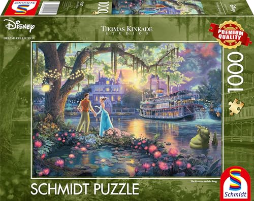 Schmidt Spiele 57527 Thomas Kinkade, Disney, Froschkönig, Die Prinzessin und der Frosch, 1000 Teile Puzzle, bunt[Exklusiv bei Amazon] von Schmidt Spiele