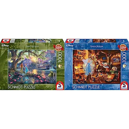 Schmidt Spiele 57527 Thomas Kinkade, Disney, Froschkönig & Thomas Kinkade 57526, Disney, Geppettos Pinocchio, 1000 Teile Puzzle, bunt[Exklusiv bei Amazon] von Schmidt Spiele