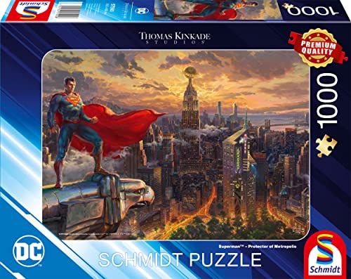 Schmidt Spiele 57590 Thomas Kinkade, Superman, Protector of Metropolis, 1000 Teile Puzzle, Mehrfarbig, Normal von Schmidt Spiele