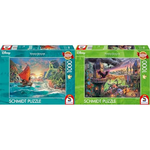 Schmidt Spiele 58030 Thomas Kinkade, Disney, Vaiana, Moana, 1000 Teile Puzzle, Normal & 58029 Thomas Kinkade, Disney, Maleficent, 1000 Teile Puzzle, Normal von Schmidt Spiele