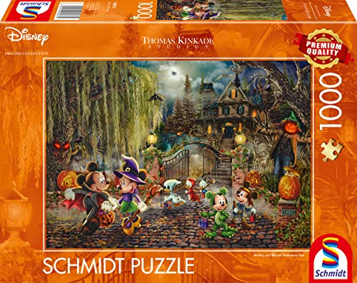 Schmidt Spiele 58033 Thomas Kinkade, Disney, Mickey & Minnie Halloween Fun, 1000 Teile Puzzle, pappe [Exklusiv bei Amazon] von Schmidt