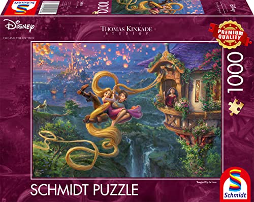 Schmidt Spiele 58034 Thomas Kinkade, Disney, Rapunzel Tangled up in Love, 1000 Teile Puzzle [Exklusiv bei Amazon] von Schmidt