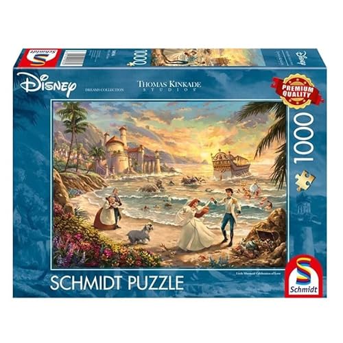 Schmidt Spiele 58036 Thomas Kinkade, Disney, The Little Mermaid Celebration of Love, 1000 Teile Puzzle, bunt von Schmidt Spiele