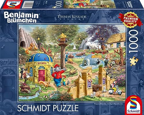 Schmidt Spiele 58423 Thomas Kinkade, Kiddinx, Benjamin Blümchen, Ein Tag im Neustädter Zoo, 1000 Teile Puzzle von Schmidt Spiele