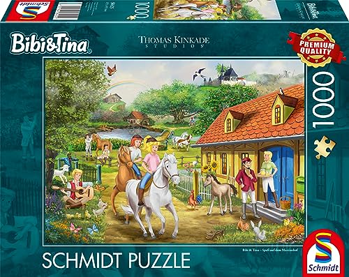 Schmidt Spiele 58425 Thomas Kinkade, Kiddinx, Bibi & Tina, Spaß auf dem Martinshof, 1000 Teile Puzzle von Schmidt Spiele