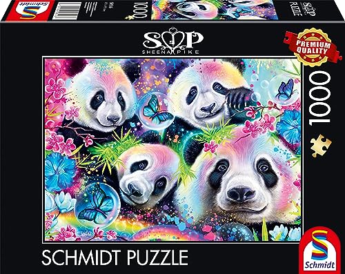 Schmidt Spiele 58516 Sheena Pike, Neon Blumen-Pandas, 1000 Teile Puzzle von Schmidt