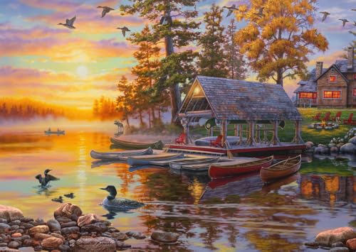 Schmidt Spiele 58532 Darrel Bush, Bootshaus mit Kanus, 1000 Teile Puzzle von Schmidt