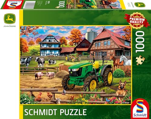 Schmidt Spiele 58534 Bauernhof mit Traktor, John Deere 5050E, 1000 Teile Puzzle, bunt von Schmidt Spiele