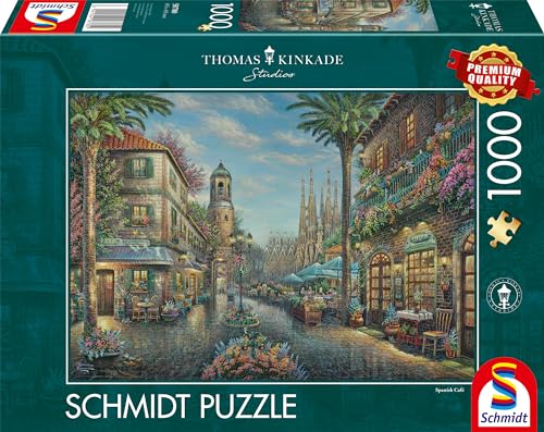 Schmidt Spiele 58780 Thomas Kinkade, Spanisches Straßencafé, 1000 Teile Puzzle von Schmidt