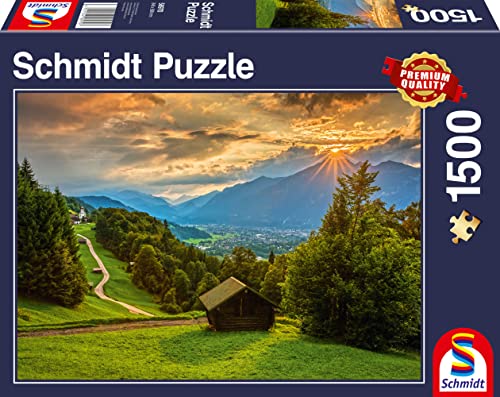 Schmidt Spiele Sonnenuntergang über dem Bergdorf Wamberg, 1.500 Teile Puzzle Schmidt Spiele Sonnenuntergang über dem Bergdorf Wamberg, 1.500 Teile Puzzle von Schmidt