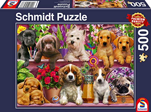 Schmidt Spiele 58973 Hunde im Regal, 500 Teile Puzzle, bunt von Schmidt Spiele
