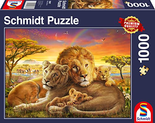 Schmidt Spiele 58987 Kuschelnde Löwenfamilie, 1000 Teile Puzzle von Schmidt Spiele