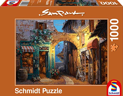 Schmidt Spiele 59313 Puzzle 59313-Sam Park, Gässchen am Comer See, 1000 Teile, Bunt von Schmidt Spiele