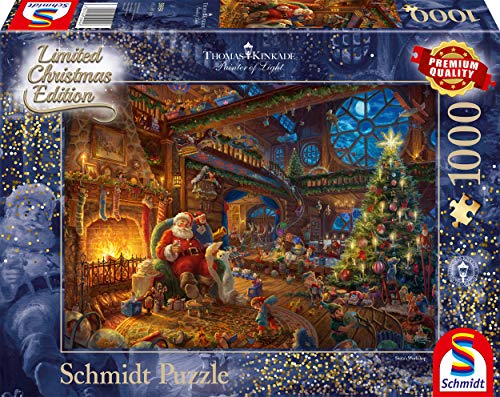 Schmidt Spiele 59494 Thomas Kinkade, Der Weihnachtsmann und Seine Wichtel, 1000 Teile Puzzle von Schmidt Spiele