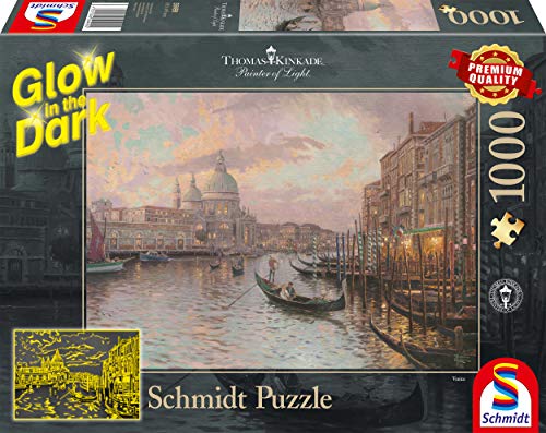 Schmidt Spiele 59499 Thomas Kinkade, Straßen von Venedig, Glow in The Dark, 1000 Teile Puzzle, Bunt von Schmidt Spiele