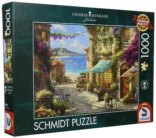 Schmidt Spiele 59624 Thomas Kinkade, Café an der italienischen Riviera, 1000 Teile Puzzle von Schmidt Spiele