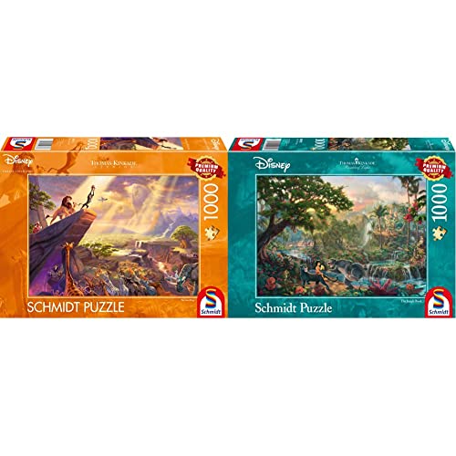 Schmidt Spiele 59673 Thomas Kinkade, Disney, König der Löwen, 1.000 Teile Puzzle, Bunt & 59473 Thomas Kinkade 59473-Thomas, Disney Dschungelbuch, Puzzle, 1000 Teile, Bunt von Schmidt Spiele