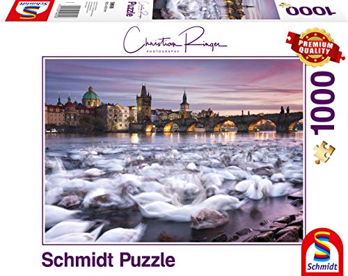 Schmidt Spiele 59695 Swans Christian Ringer, Prag, Schwäne, 1.000 Teile Puzzle, Bunt von Schmidt Spiele