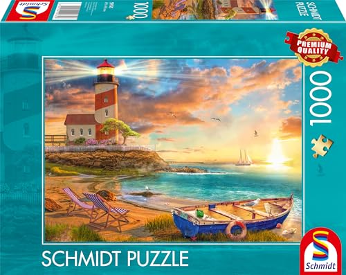 Schmidt Spiele 59765 Sonnenuntergang in der Leuchtturm-Bucht, 1000 Teile Puzzle von Schmidt