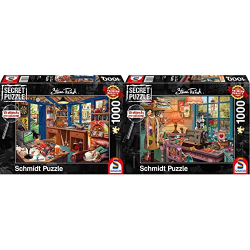 Schmidt Spiele Secret Puzzle - Vaters Werkstatt & Nähzimmer, 1000 Teile, Bunt von Schmidt