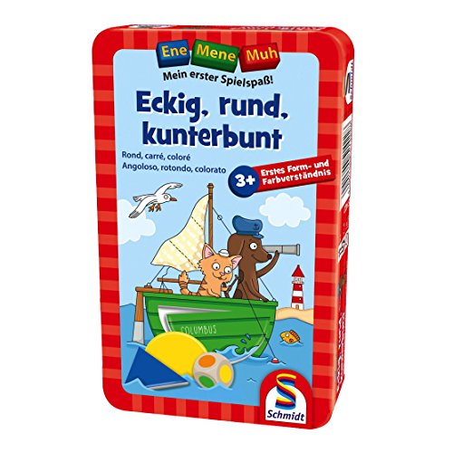 Ene Mene MUH, Eckig-rund-kunterbunt, Spiel in der Metalldose von Schmidt Spiele