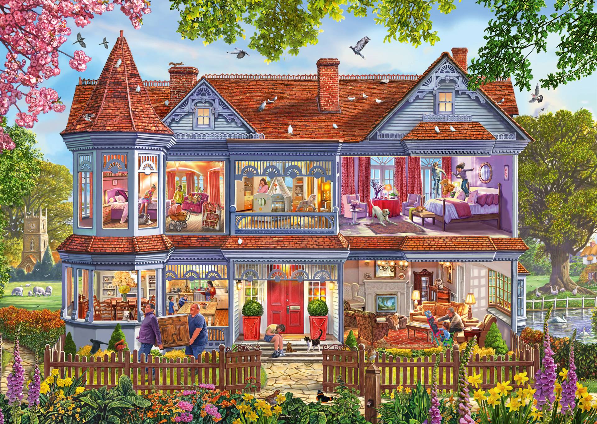 Schmidt Spiele Haus im Frühling 1000 Teile Puzzle Schmidt-Spiele-59709 von Schmidt Spiele