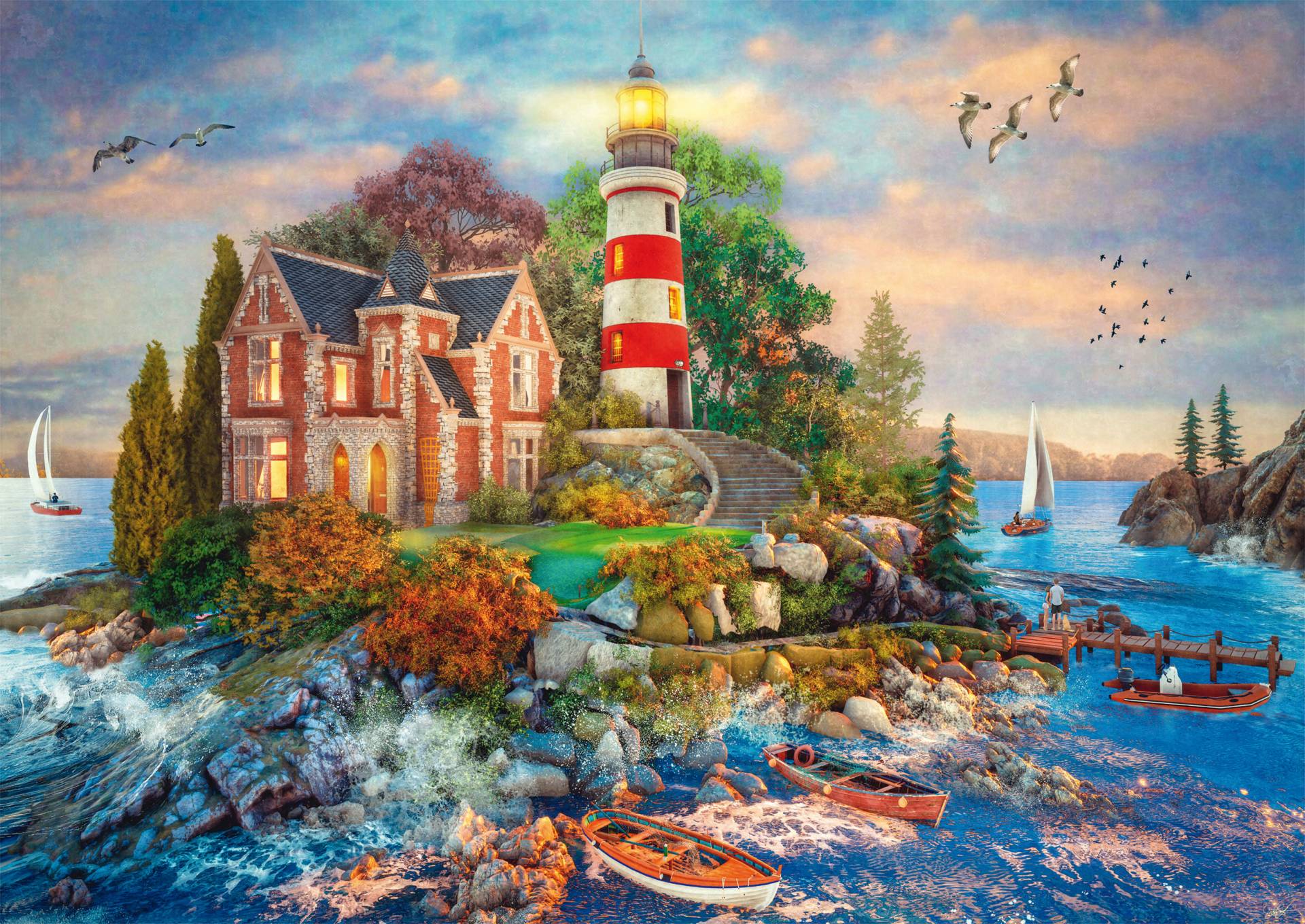 Schmidt Spiele Leuchtturm am Felsen 500 Teile Puzzle Schmidt-Spiele-59716 von Schmidt Spiele