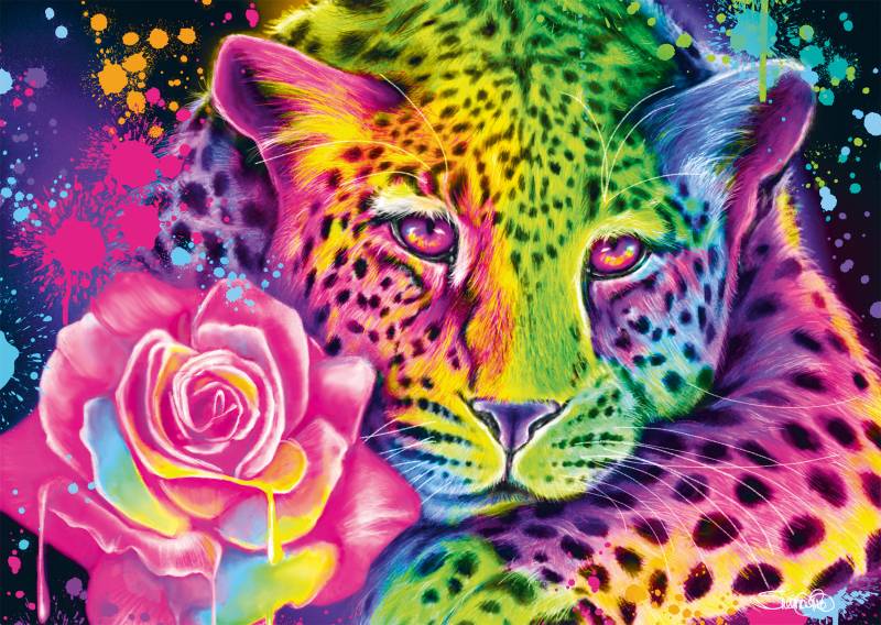Schmidt Spiele Neon Regenbogen-Leopard 1000 Teile Puzzle Schmidt-Spiele-58514 von Schmidt Spiele