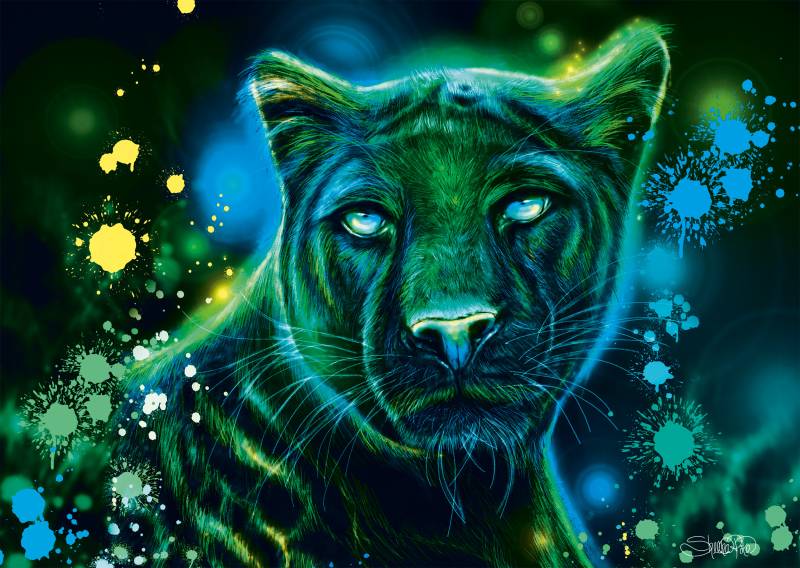 Schmidt Spiele Neon Blau-Grüner Panther 1000 Teile Puzzle Schmidt-Spiele-58517 von Schmidt Spiele