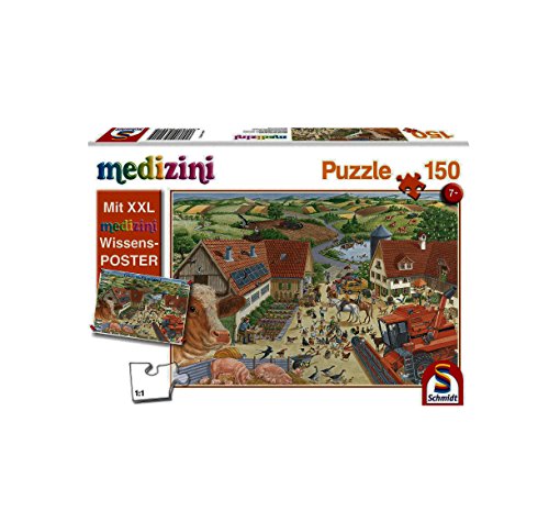 Schmidt Spiele Puzzle 56291 Kinderpuzzle, Entdecke den Bauernhof, Medizini (inklusive Poster), 150 Teile von Schmidt Spiele