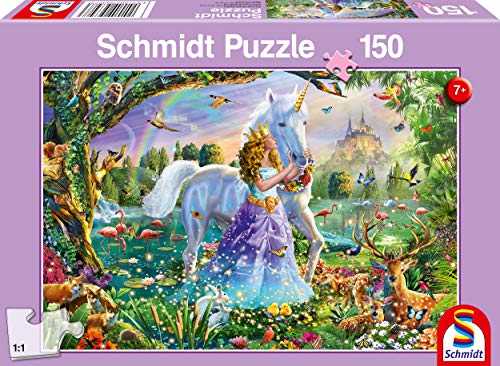 Schmidt Spiele Puzzle 56307 Prinzessin mit Einhorn und Schloß 150 Teile Kinderpuzzle, bunt von Schmidt Spiele