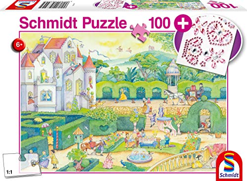 Schmidt Spiele Puzzle 56329 Bei den Märchenprinzessinnen, inklusive Glitzersticker, Kinderpuzzle, 100 Teile, bunt von Schmidt Spiele