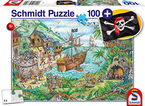 Schmidt Spiele 56330 In der Piratenbucht, inklusive Piratenflagge, Kinderpuzzle, 100 Teile, Bunt von Schmidt Spiele