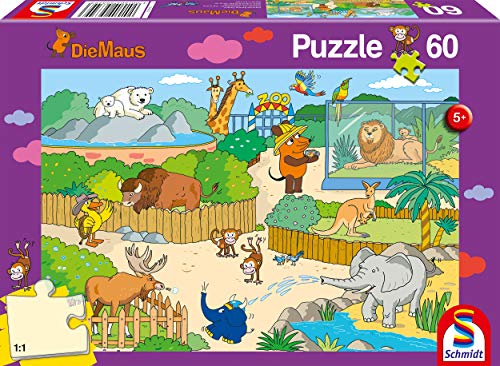Schmidt Spiele 56349 Sendung Mit Der Maus Micky Zoo, Kinderpuzzle, 60 Teile, Bunt von Schmidt Spiele