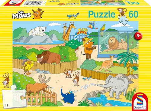 Schmidt Spiele 56349 Sendung Mit Der Maus Micky Zoo, Kinderpuzzle, 60 Teile, Bunt von Schmidt Spiele