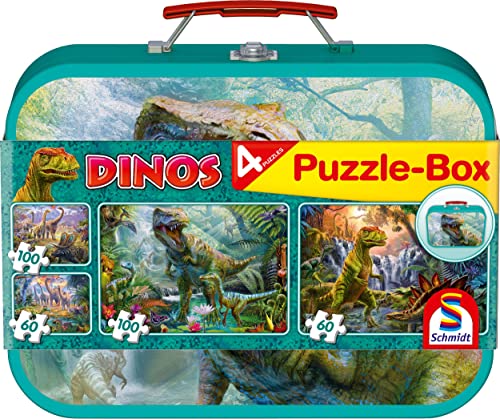 Schmidt CGS_56495 Dinosaurs Puzzle Box (2x60pc/2x100pc), Multicolor von Schmidt Spiele