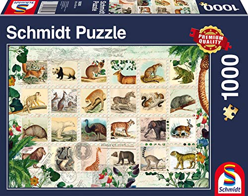 Schmidt Spiele Puzzle 58285 - Tierische Briefmarken Puzzle, 1000 Teile von Schmidt Spiele
