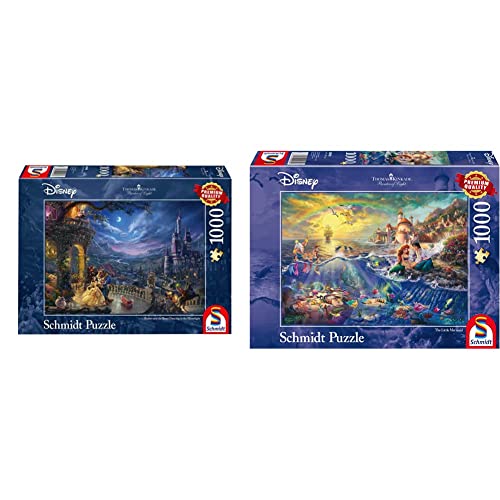 Schmidt Spiele Puzzle 59484 - Thomas Kinkade, Disney Die Schöne und das Biest, Tanz im Mondlicht & 59479 Thomas Kinkade, Disney Kleine Meerjungfrau, Arielle, 1.000 Teile, Bunt, 693 x 493 mm Schmidt Spiele Puzzle 59484 - Thomas Kinkade, Disney Die Schöne und das Biest, Tanz im Mondlicht & 59479 Thomas Kinkade, Disney Kleine Meerjungfrau, Arielle, 1.000 Teile, Bunt, 693 x 493 mm von Schmidt