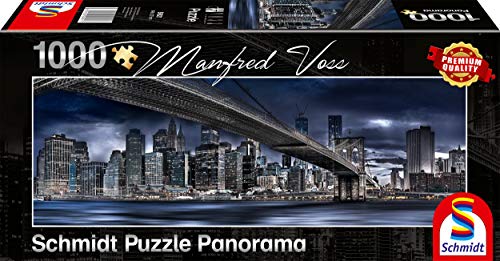 Schmidt Spiele SCH59621 Manfred Voss, New York, Dark Night, 1000 Teile Panorama-Puzzle, Bunt von Schmidt Spiele