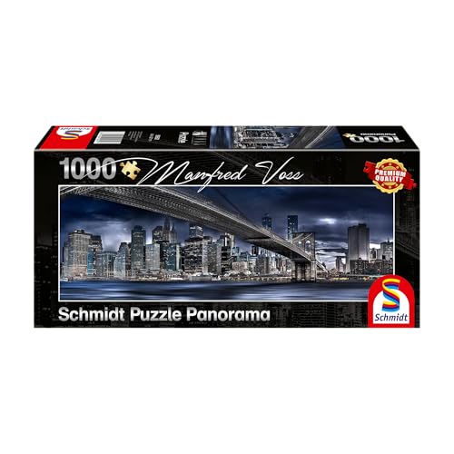 Schmidt Spiele SCH59621 Manfred Voss, New York, Dark Night, 1000 Teile Panorama-Puzzle, Bunt von Schmidt Spiele