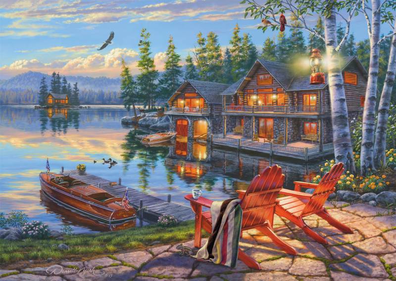 Schmidt Spiele Seeufer am Loon Lake, New York 1000 Teile Puzzle Schmidt-Spiele-58530 von Schmidt Spiele