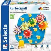 Selecta 62011 - Kurbelspaß, Steckspiel mit Zahnräder, Holz, 20,5 cm von Schmidt Spiele