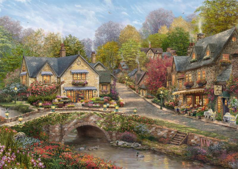 Schmidt Spiele Sommer in Cobblestone Village 2000 Teile Puzzle Schmidt-Spiele-58629 von Schmidt Spiele