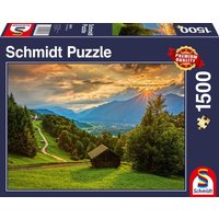 PU1500T.Sonnenuntergang ber dem Bergdorf Wamberg von Schmidt Spiele