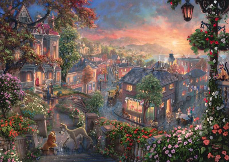 Schmidt Spiele Thomas Kinkade - Disney - Susi und Strolch 1000 Teile Puzzle Schmidt-Spiele-59490 von Schmidt Spiele