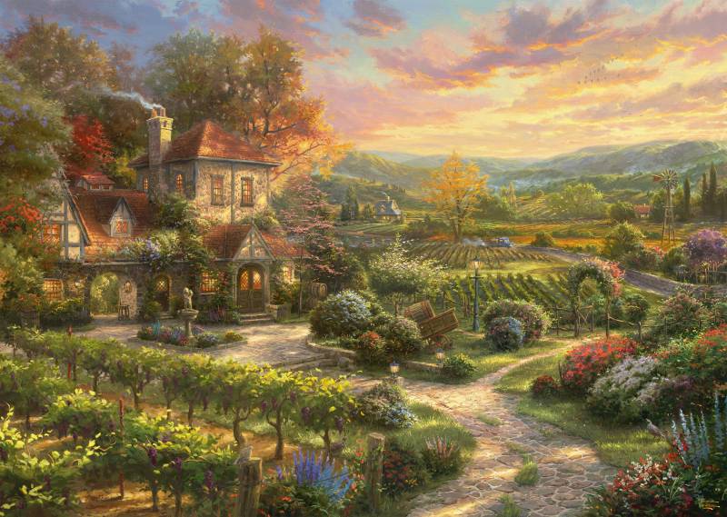 Schmidt Spiele Thomas Kinkade - In den Weinbergen 2000 Teile Puzzle Schmidt-Spiele-59629 von Schmidt Spiele
