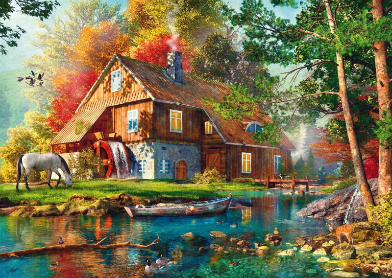 Schmidt Spiele Wassermühle im Herbst 1000 Teile Puzzle Schmidt-Spiele-58881 von Schmidt Spiele