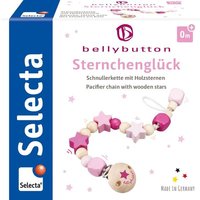 Selecta 64013 - bellybutton, Sternchenglück, Schnullerkette, Holz, rosa, 21 cm von Schmidt Spiele