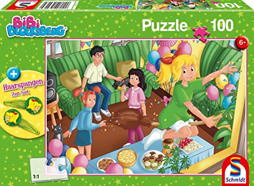 Geburtstagsparty, 100 Teile, mit Add-on (2 Haarspangen) (Puzzle): Kinderpuzzle Bibi Blocksberg 100 Teile von Schmidt